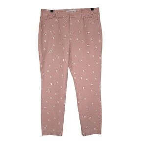 2/$30 Old Navy Pink Chinos Pixie High Rise Daisy Embroidered Slim Fit Cropped